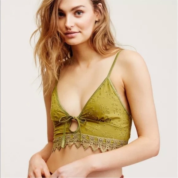 Free People Other - Free People Sonnet Eyelet Bralette Crop Top Green